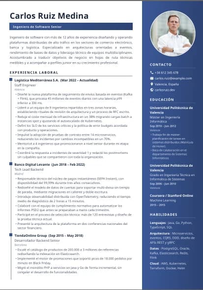 Plantilla de currículum Moderno descargada en PDF
