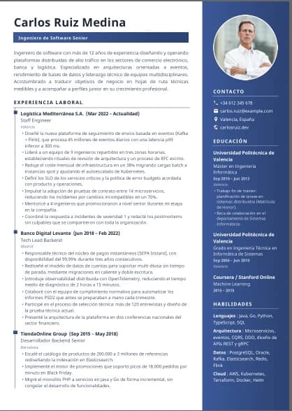 Plantilla de currículum Moderno descargada en Word (.docx)