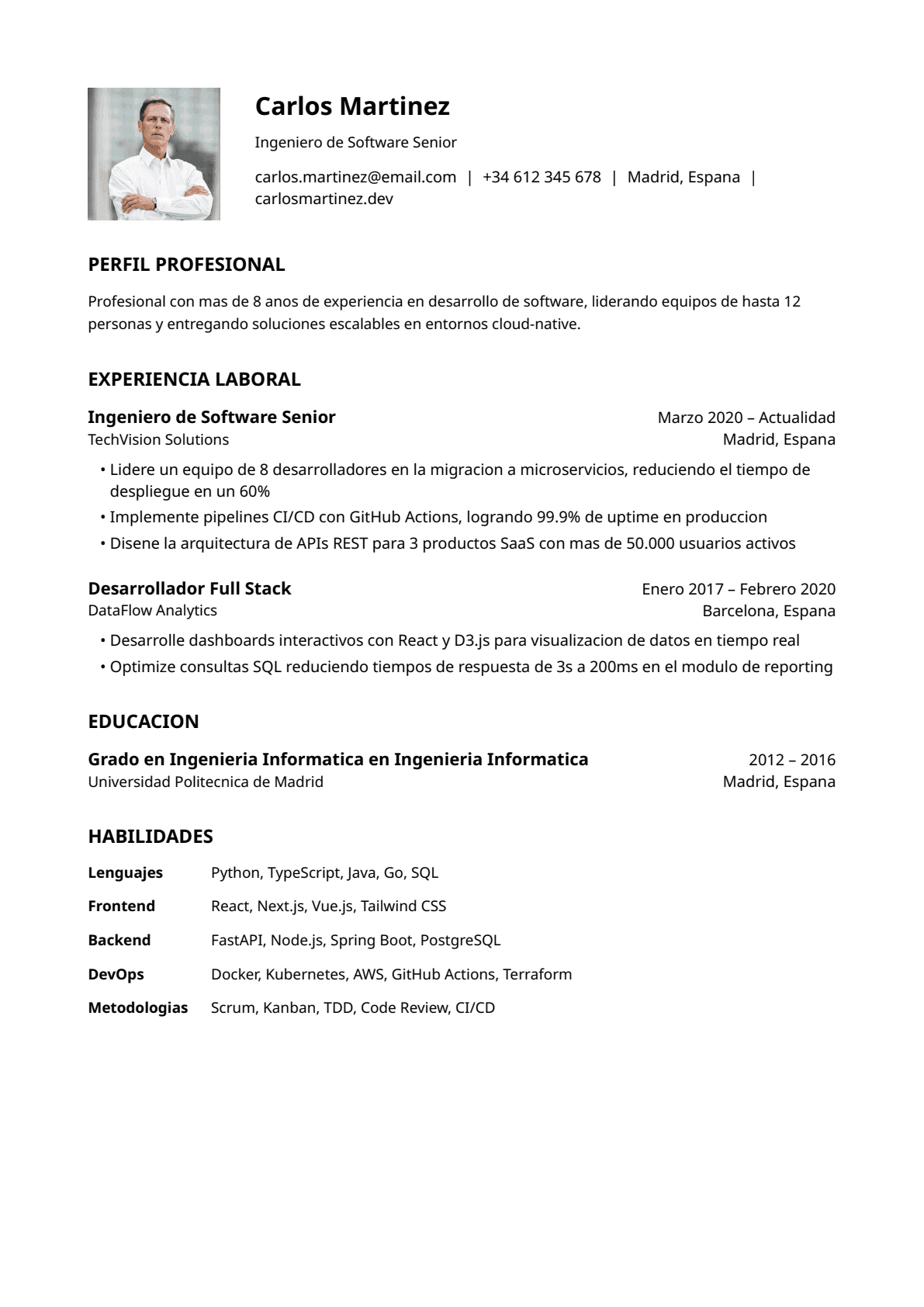 Plantilla CV Clásico