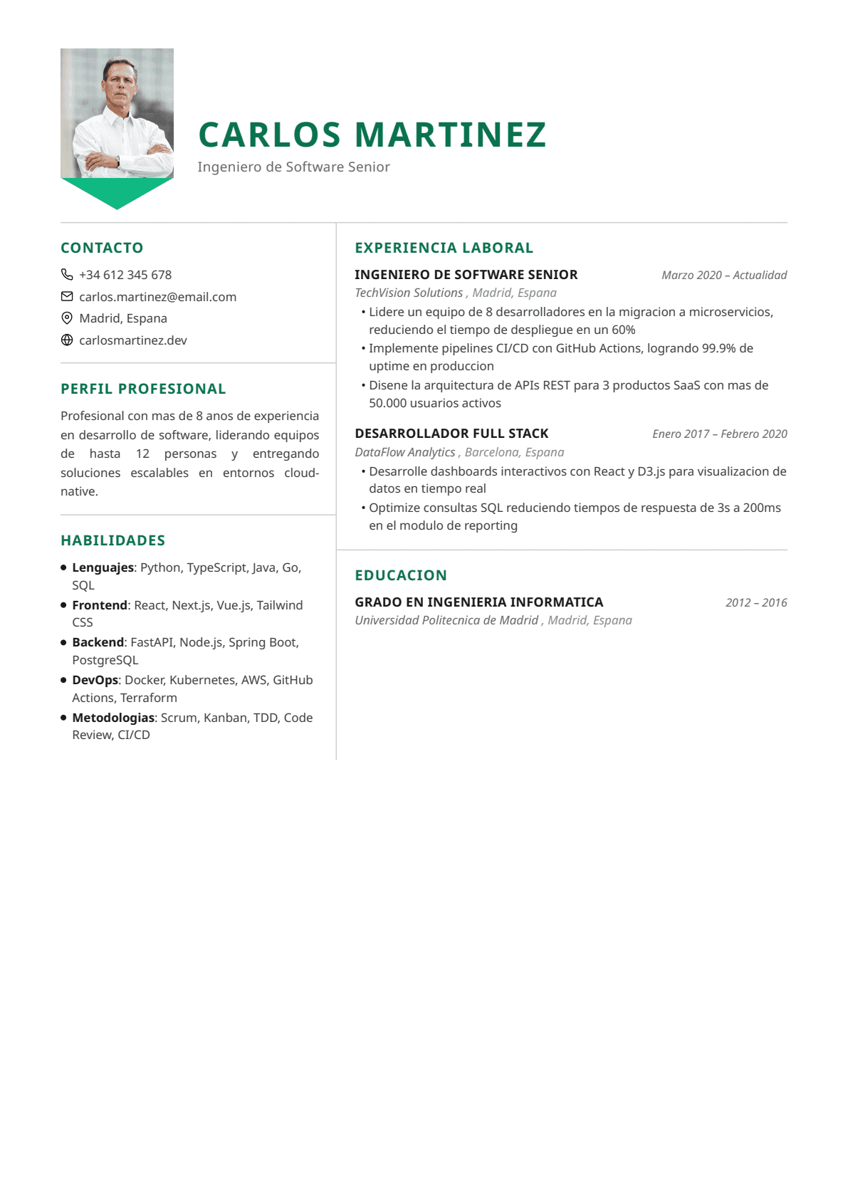 Plantilla CV Ingeniero