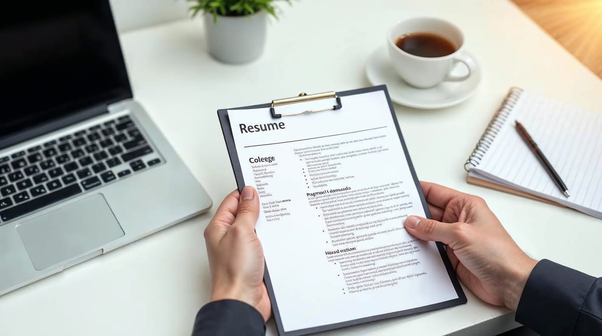 Currículum vitae de ejemplo sobre un escritorio listo para personalizar