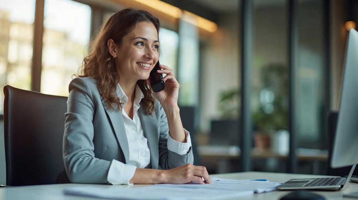Reclutadora verificando referencias laborales de un candidato por teléfono
